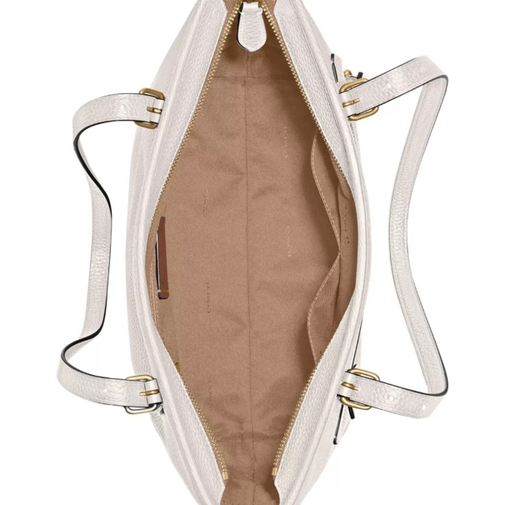 $325 NEW! COACH Luxe Pebbled Leather Medium Taylor Tote in Chalk - Picture 3 of 11